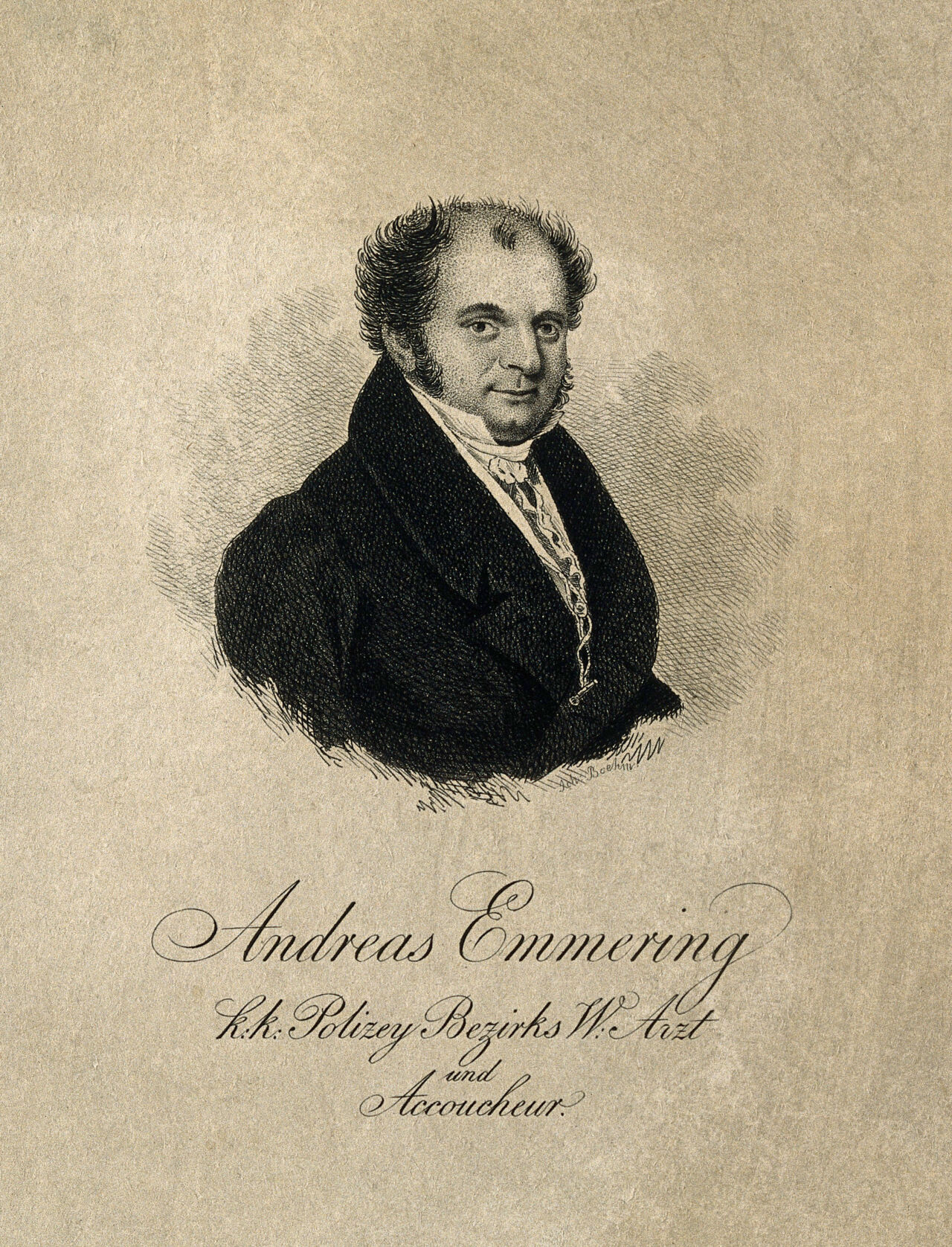 Andreas Emmering. Line engraving by J. Boehm., by Johann Böhm