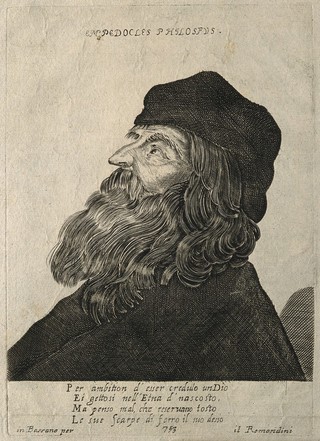 Empedocles. Line engraving after C. Vignon.
