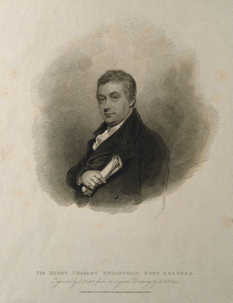 Sir Henry Charles Englefield. Stipple engraving by C. Picart, 1822, after H. Edridge., 1822, by Henry Edridge