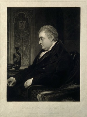 view Sir Henry Charles Englefield. Mezzotint by C. Turner, 1821, after T. Phillips, 1815.