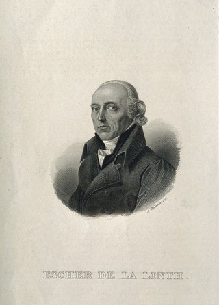 Jean Conrad Escher de la Linth. Line engraving by A. Bouvier.