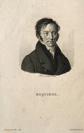 Jean-Etienne-Dominique Esquirol. Stipple engraving by A. Tardieu, 1828.