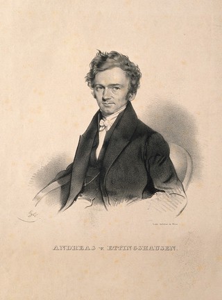Andreas von Ettingshausen. Lithograph by F. Eybl, 1834.