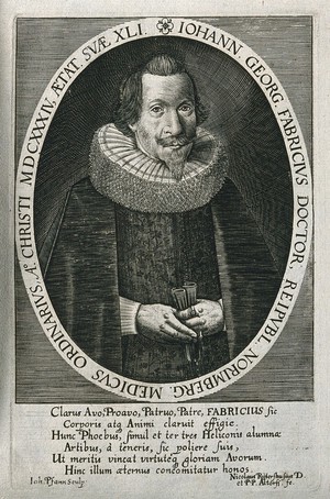 view Johann Georg Fabricius. Line engraving by J. Pfann.