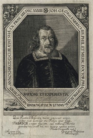 view Johann Georg Fabricius. Line engraving by J. Pfann after himself.