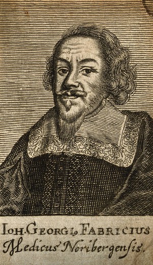 view Johann Georg Fabricius. Line engraving, 1688.