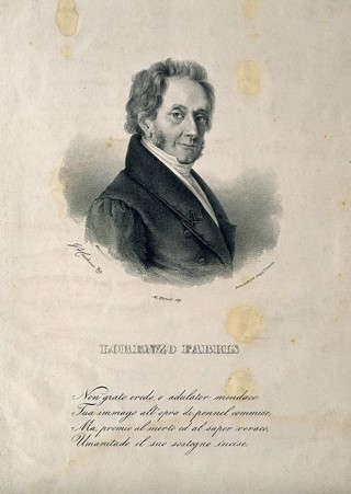 Lorenzo Fabris. Lithograph by M. Fanoli after G. B. Cecchini.
