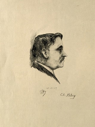 Charles Fabry. Lithograph by P. Helbronner, 1929, after himself.