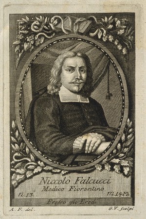 view Niccolò Falcucci. Line engraving by G. V. after A. F.