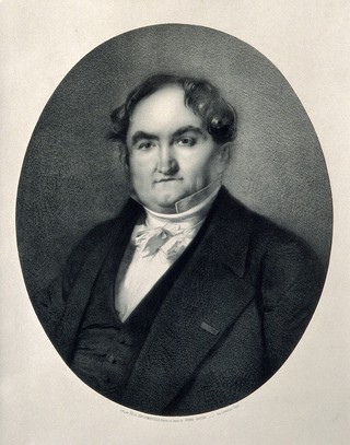 Jean Pierre Falret. Lithograph by F. Dufourmantelle after A. Gautier.