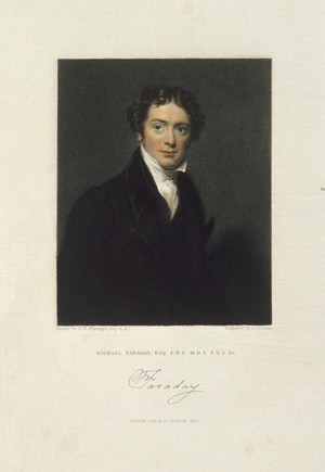 view Michael Faraday. Stipple engraving by J. Cochran, 1833, after H. W. Pickersgill, 1829.