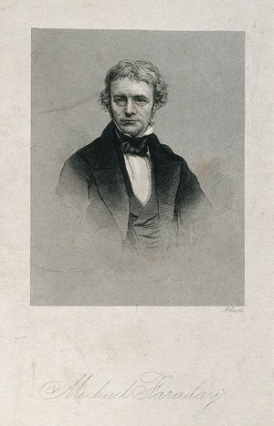 view Michael Faraday. Line engraving by F. Croll.