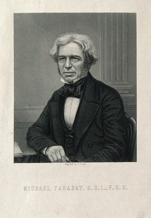 view Michael Faraday. Engraving by C. Cook after R. Beard.