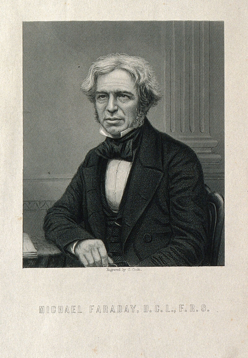 Michael Faraday. Engraving by C. Cook after R. Beard., by Richard Beard