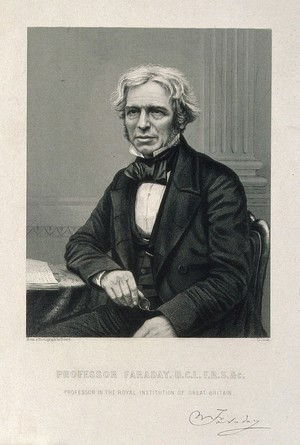 view Michael Faraday. Engraving by C. Cook after R. Beard.