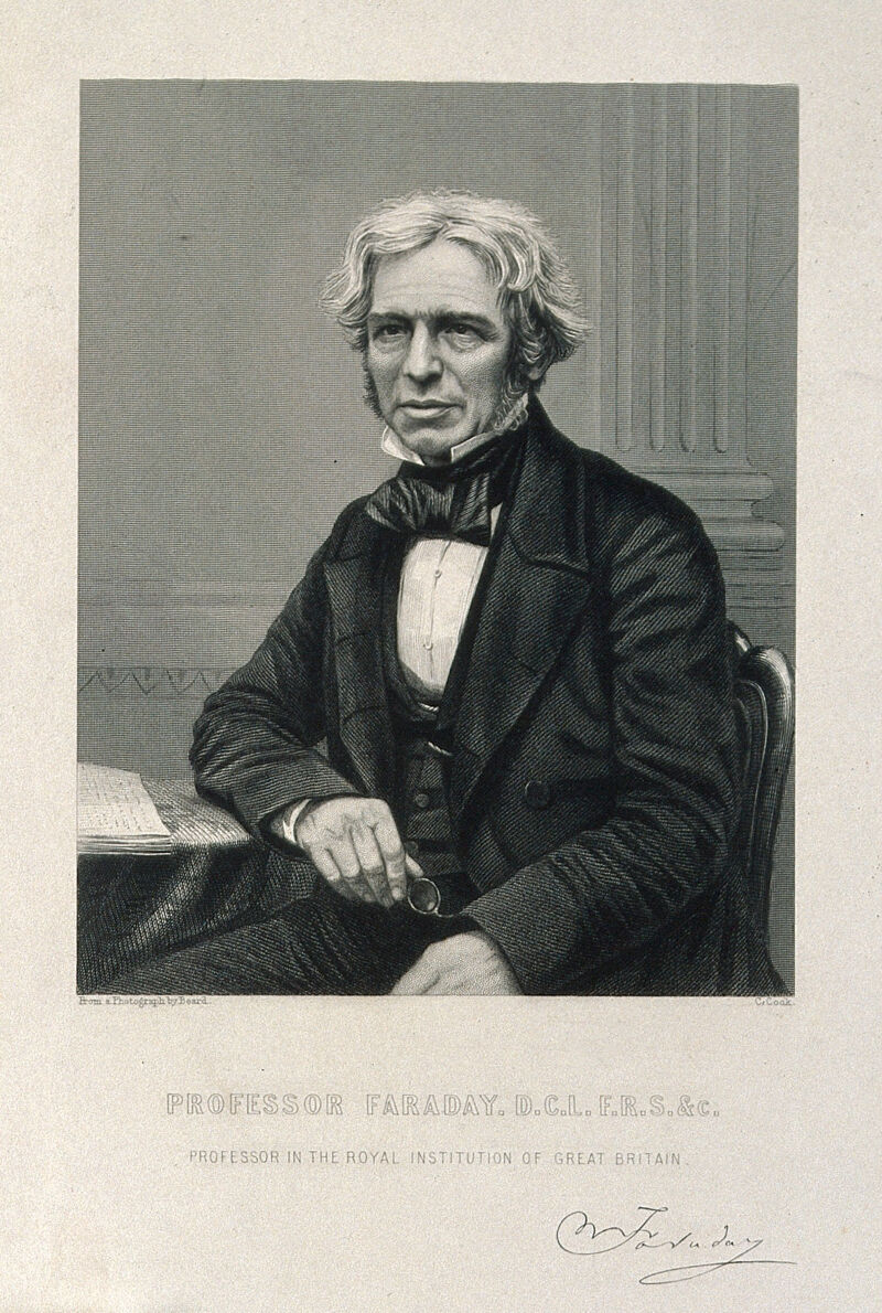 Michael Faraday. Engraving by C. Cook after R. Beard., by Richard Beard