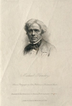 view Michael Faraday. Stipple engraving, 1873, after J. Watkins.