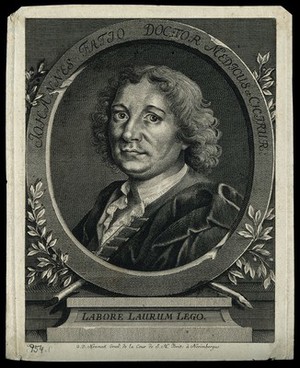 view Johann Fatio. Line engraving by G. D. Heumann.
