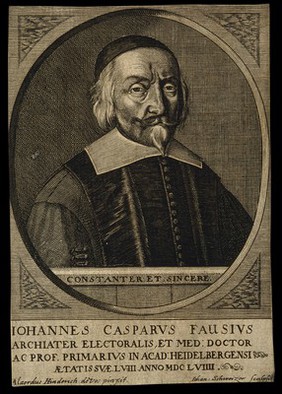 Johannes Casparus Fausius. Line engraving by J. Schweizer after A. H. de Vos, 1659.