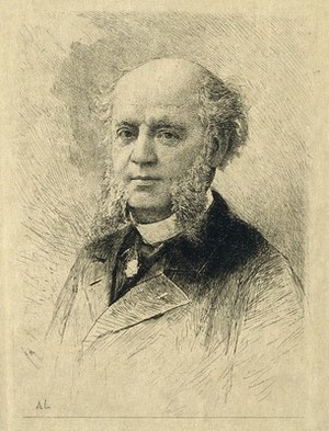 view Pierre-Charles-Henri Fauvel. Etching by A. Lalauze, 1892.