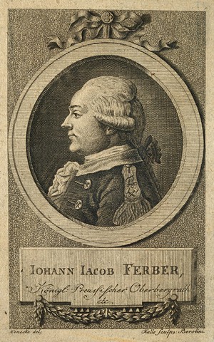 view Johann Jacob Ferber. Line engraving by J.S.L. Halle after Hinecke.
