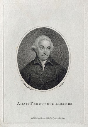 view Adam Ferguson. Stipple engraving by W. Ridley, 1799, after Sir J. Reynolds.