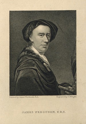 view James Ferguson. Stipple engraving by T. Wright after J. Northcote.