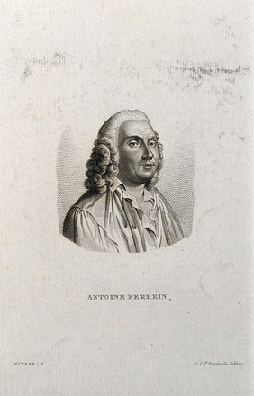 Antoine Ferrein. Stipple engraving by A. Tardieu after J. B. Pigalle.