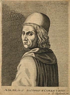 Marsilio Ficino. Line engraving by E. de Boulonnois, 1682, after P. Galle.