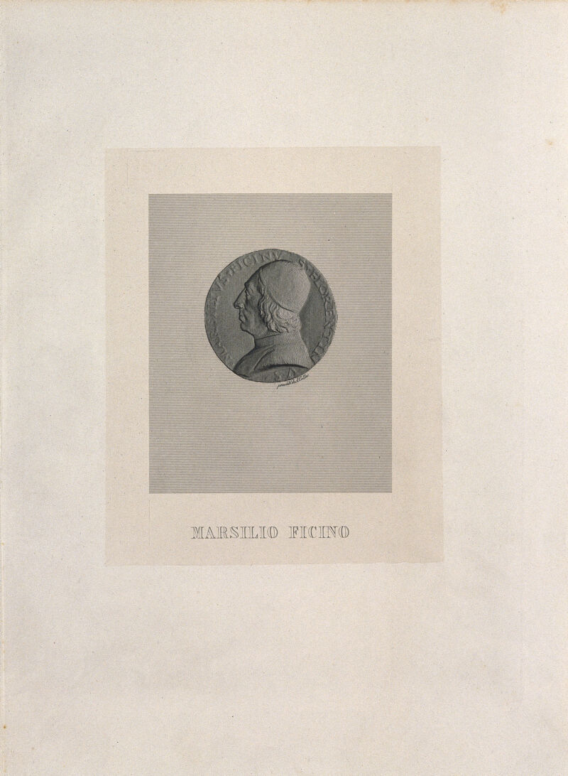 Marsilius Ficinus. Line engraving by A. Collas., 1800-1899, by Achille Collas