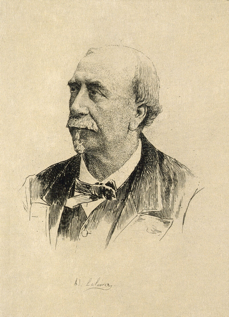 Guillaume-Louis Figuier. Etching by A. Lalauze., by Adolphe Lalauze