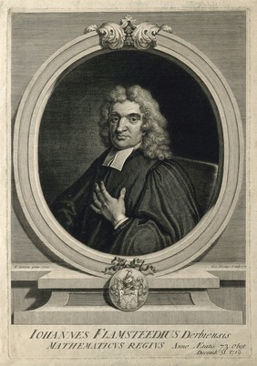 John Flamsteed. Line engraving by G. Vertue, 1721, after T. Gibson, 1712.