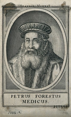 Pieter van Foreest. Line engraving, 1625.