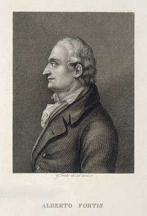 view Alberto Fortis. Line engraving by G. Dala after himself.