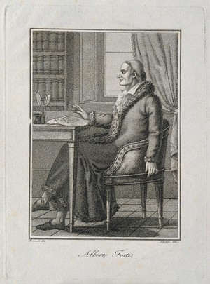 view Alberto Fortis. Stipple engraving by G. Rados after A. Bramati.