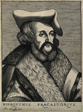 Hieronymus Fracastorius [Girolamo Fracastoro]. Line engraving by N. de Larmessin, 1682.