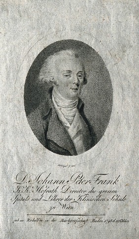 Johann Peter Frank. Stipple engraving by F. W. Bollinger, 1800.