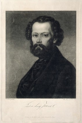 Ludwig August Frankl, Ritter von Hochwart. Mezzotint by C. Mayer, 1856, after C. Rahl.