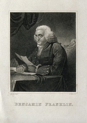 view Benjamin Franklin. Stipple engraving by T. Kelly after D. Martin, 1767.
