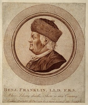 Benjamin Franklin. Stipple engraving, 1781, after J. B. Nini, 1777.