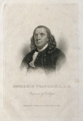 Benjamin Franklin. Stipple engraving by R. Page, 1823.