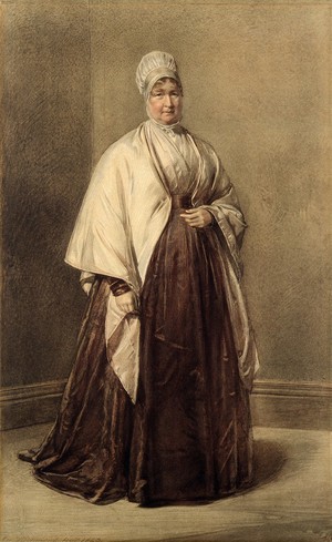view Elizabeth Fry. Colour photogravure after G. Richmond, 1843.