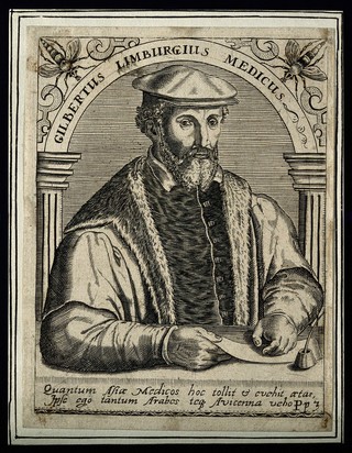 Gilbert Fuchs [Philaretes]. Line engraving by T. de Bry.