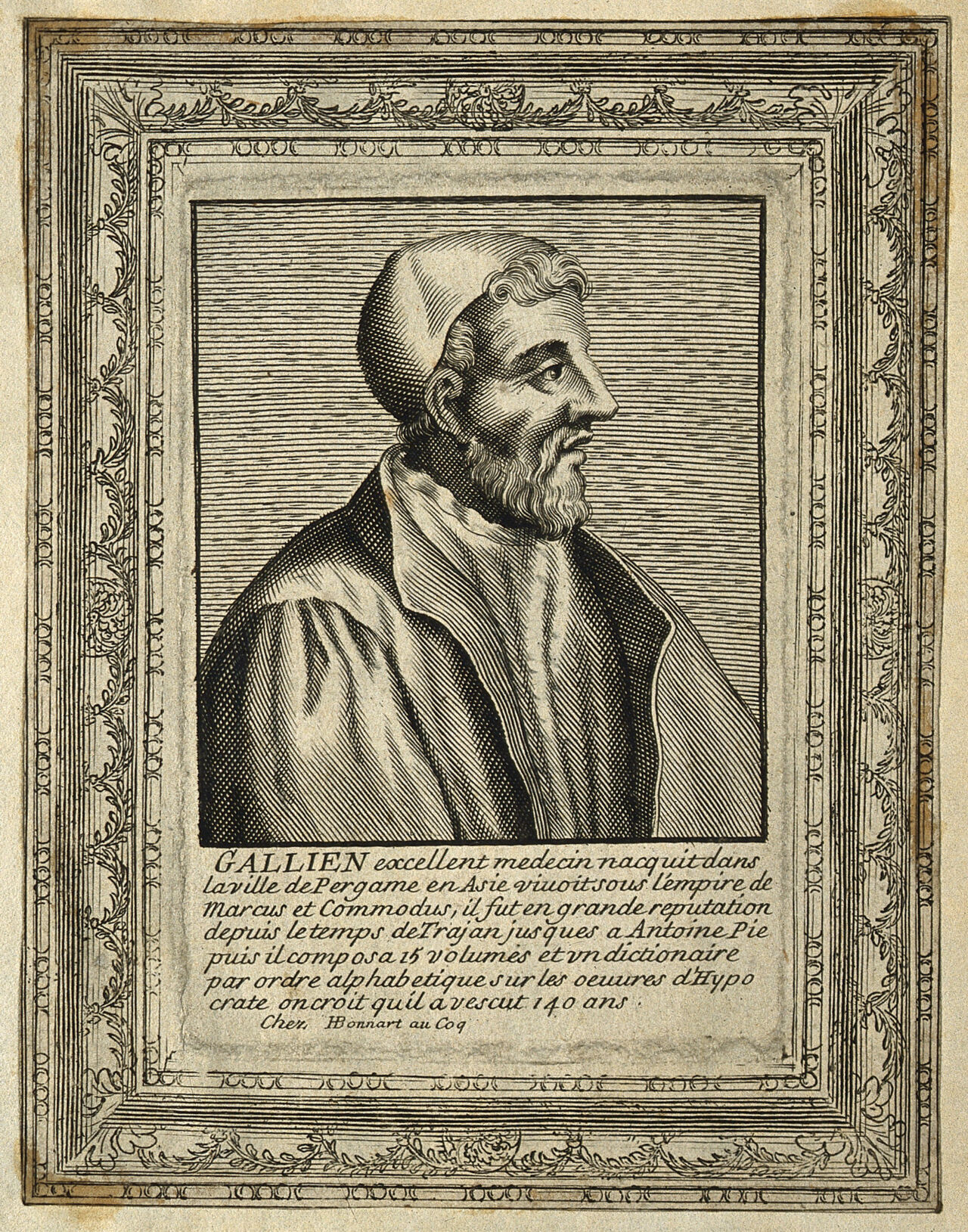 Galen. Line engraving., by Henri Bonnart