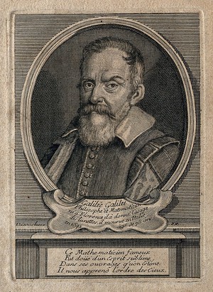 view Galileo Galilei. Line engraving.