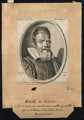 Galileo Galilei. Line engraving by O. Leoni, 1624, after himself [?].