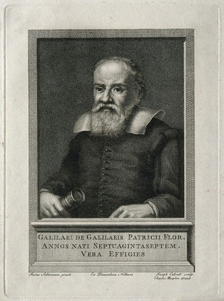 Galileo Galilei. Line engraving by J. Calendi after J. Sustermans.