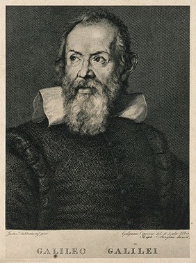 Galileo Galilei. Reproduction of line engraving by G. Cipriani after J. Sustermans, 1635.