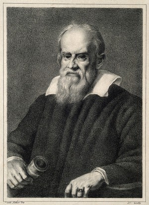 view Galileo Galilei. Lithograph by N. Fontani after J. Sustermans.