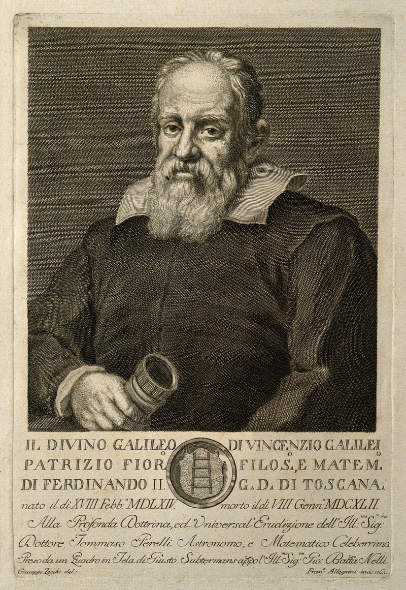 Galileo Galilei. Line engraving by F. Allegrini, 1762, after G